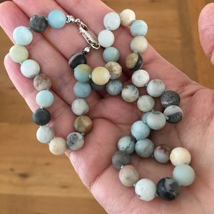 Natural amazonite bead sterling silver necklace